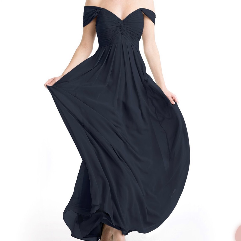 Azazie dark navy bridesmaids dress